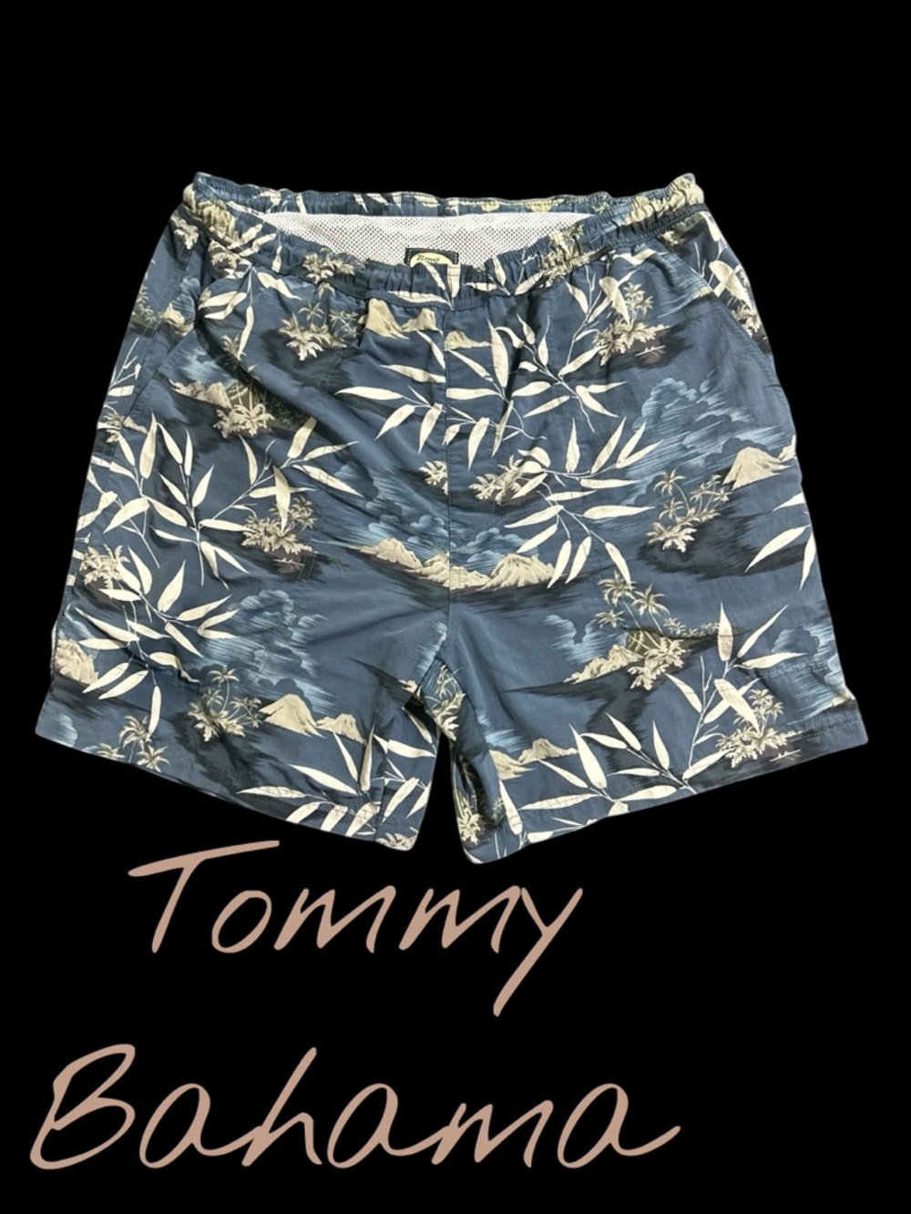 Tommy Bahama Navy Blue Tropical Print Women's Bermuda Shorts size Lg